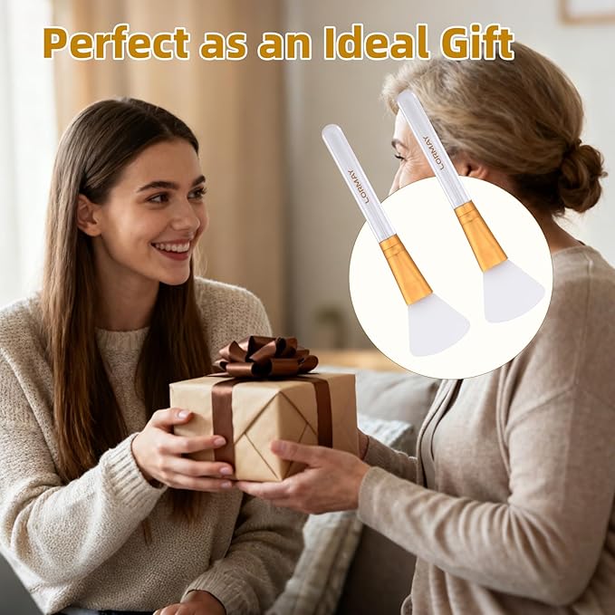 LORMAY Jelly Brush | 2 Pcs Silicone Face Mask Brushes | Facial Applicators for Even Coverage | Skincare Enhancer | Transparent Handles | All Skin Types | Kbeauty Accessory | Fan-shaped Head