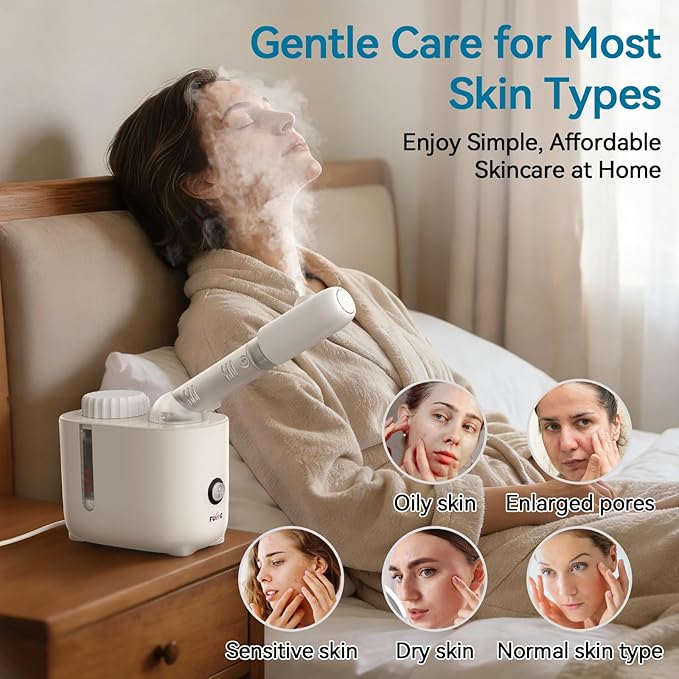 Facial Steamer Nano Ionic Face Steamer with 360° Rotating Arm, Esthetician Facial Steamer for Deep Cleaning, Portable Spa Facial Machine for Home Salon