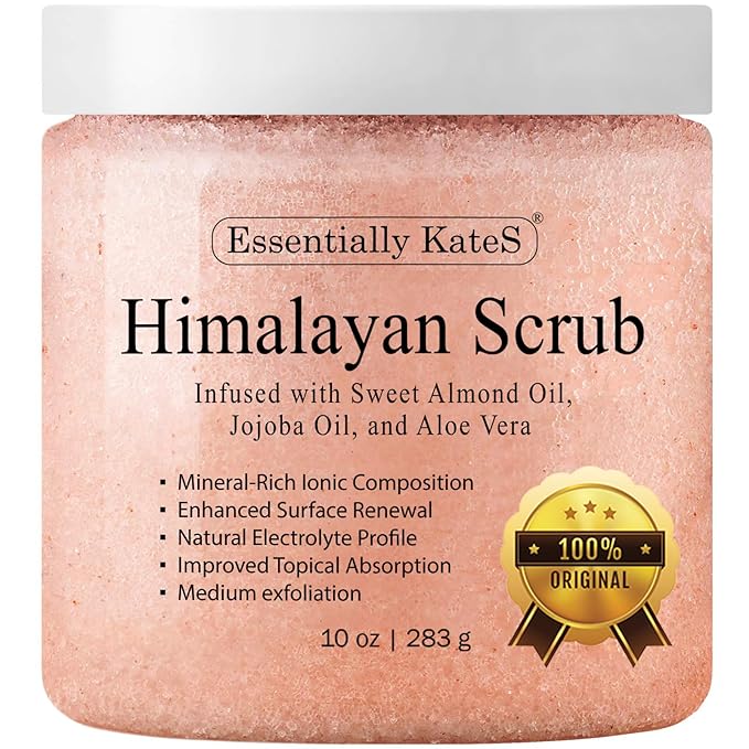Himalayan Salt Body Scrub with Almond Oil, Exfoliating Mineral Formula, 10 oz