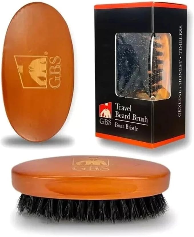 G.B.S 100% Natural Boar Bristles Beard Brush - Small Travel Size with Ergonomically Designed Wood Handle - Professional Beard and Mustache Grooming Softens and Untangles Your Beard (3)