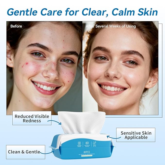 Face Towels, Disposable Biodegradable Clean Facial Towelette for Sensitive Skin, Lint- free Face Cloths for Makeup Remover, Ultra Soft Dry Wipes, Skincare Women Cleansing 240 Count