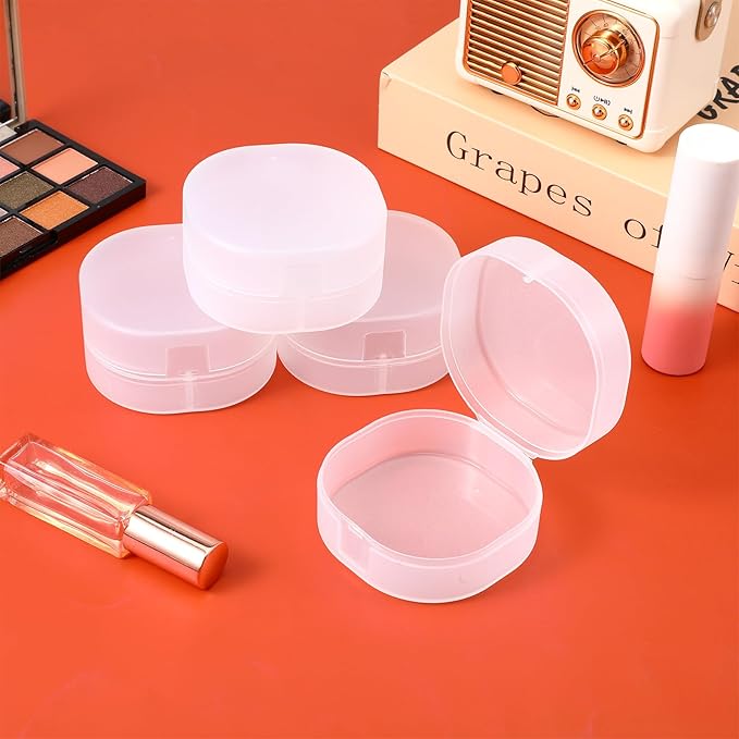 4PCS Portable Travel Cotton Pad Holder, Plastic Cosmetic Cotton Pad Holder Travel Sealed Container for Makeup Remover Cottons Ball Storage Box for Small Items Travels
