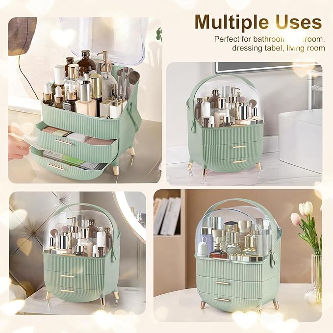 Egg Makeup Organizer, Egg Shape(Oval) Makeup Storage Box Countertop Portable Vanity Cosmetics Organizer