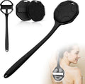 3PCS Extender Handle Set,17in Lengthen Detachable Long Handle Back Brush*1,Silicone Body Scrubber for Gentle Exfoliating and Massage Can Produce Rich Foam*2,Long Handle Back Scrubber for Men (Black)