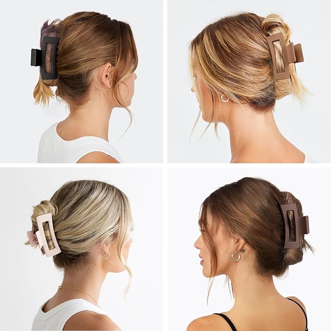 12 Pack Hair Clips for Women, Medium Claw Clips for Thin Thick Hair, Strong Hold Matte Finish – Brown