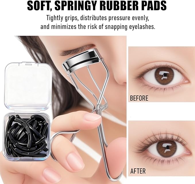 30Pack Suitable for Tweezerman Eyelash Curler Refills,Premium Silicone Soft Rubber,Professional Eyelash Curler Refills Compatible with Tweezerman Lash Curlers.