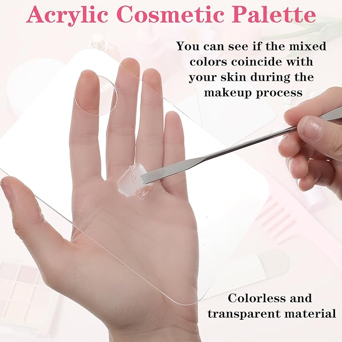 6pcs Professional Makeup Spatula Korean Set Stainless Steel Makeup Palette Acrylic Cosmetic Palette Foundation Spatula Reusable Beauty Tools for Facial Cosmetic Nail Art Pigment Blending