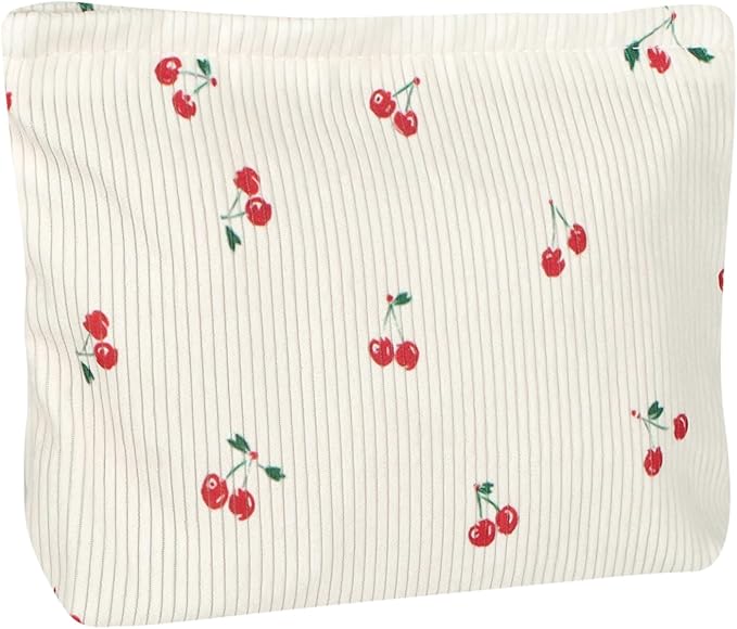 Cute Makeup Pouch for Women Cherries Small Make Up Bag for Purse Zipper Makeup Cosmetic Bags Pouches for Purse Aesthetic Travel Toiletrybags,Red Cherry Cute
