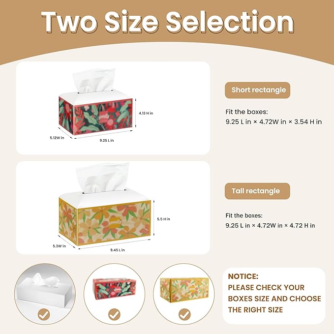 Long Tissue Box Cover, PU Leather Tissue Holder Rectangle, Facial Paper Organizer, Modern Dispenser for Bathroom, Kitchen, Home, Office, Tabletop (1, White, Tall)