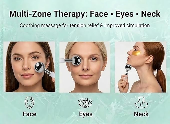 316 Stainless Steel Facial Massage Tools – Ice Globes for Facials – Deep Cooling Cold Globes for Facials – Unbreakable Cooling Globes for Face with Hot & Cold Dual-Therapy Relief.
