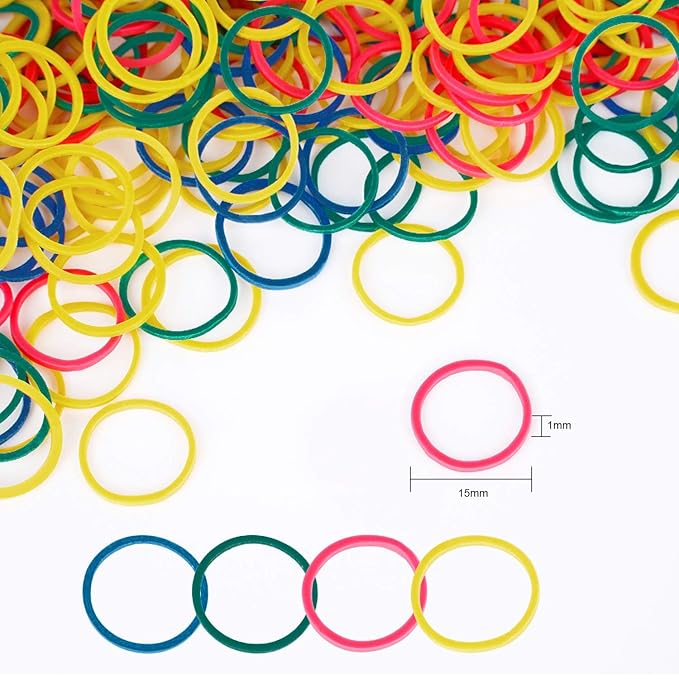 HOYOLS 1/2 Inch Small Rubber Bands for Hair Ties Assorted Rainbow Elastics Mini Reusable Rubberband for Braiding Colorful for Baby Girl Infants Toddler Supplies 1000pcs (S) Latex-Free