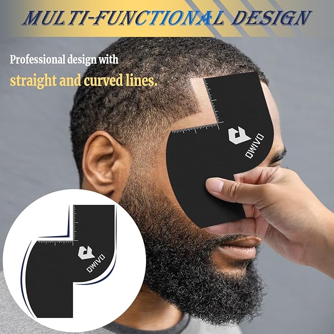 Color Enhancement Barber Card with Measurement indicators, Easy to Clean Hairline Maker for Barber Shape, Reusable Beard Line Up Tool, Color Spray Edge Hair Liner Card (Black-C)