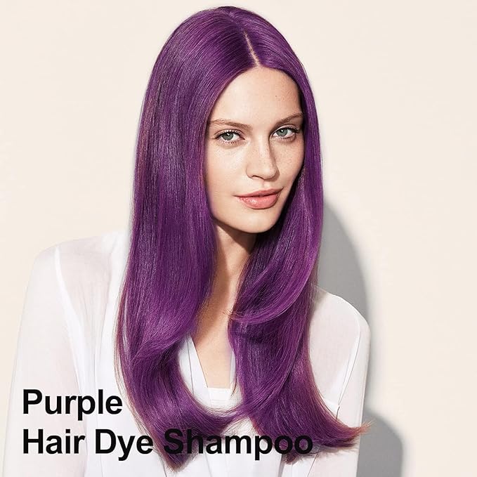 Purple Hair Dye Shampoo 3 in 1 for Vibrant Hair Color, Long-lasting & Natural Hair Color Shampoo, Herbal Ingredients Natural Shampoo Hair Dye Effect in Minutes, Gifts for Men Women 500ML