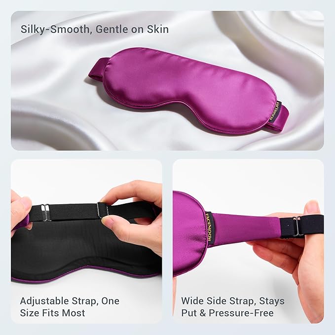 2PCS Cold Eye Mask: Cooling Eye Mask for Puffy Eyes, Headache, Migraines Relief - Cold Compress for Dark Circles, Tired Eyes, After Surgery - Reusable Gel Ice Pack, Weighted Sleep Mask(Black,Purple)