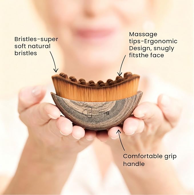 Lymphatic Contour Face Brush – Facial Lymphatic Drainage Brush for Sculpting, Detox Support & Puffy Face Relief – Soft Dry Massage Tool with Plastic Handle for Relaxation, Circulation & Natural Glow