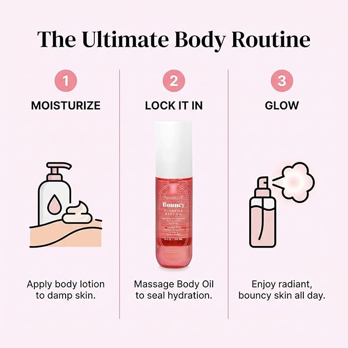 NATURE WELL Bouncy Plumping Body Oil, Fast-Absorbing Formula Designed to Support Skin Elasticity, Smoothness, & Bounce, Scented with Tuberose, Dragonfruit, Lychee & Golden Amber, 3.4 Oz