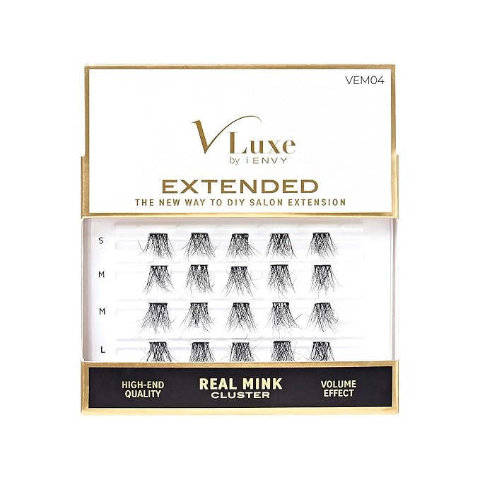 i•ENVY Extended Real Mink Lash Clusters Lashes DIY Salon Lash Extension Apply Underneath Natural Lashes for Perfect Lash Extension Effect, False Eyelashes Reusable