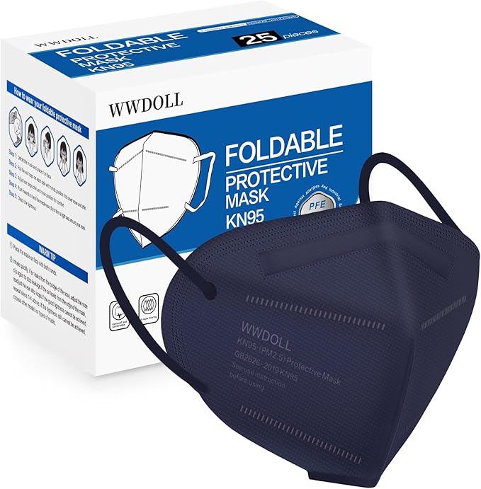 WWDOLL KN95 Face Mask 25 Pack, 5-Layers Breathable KN95 Masks