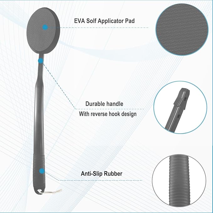 19" Lotion Applicator for Back Tanning Applicator Long Handle Back Lotion Applicator for Feet Self Tanner Back Applicator Sunscreen Applicator for Kids Women Men The Elderly