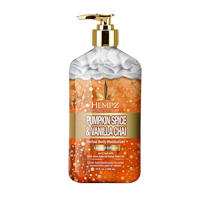 Limited Edition Pumpkin Spice & Vanilla Chai Herbal Moisturizing Body Lotion (17 oz) – Fall Scented for Women or Men with Dry or Sensitive Skin - Hydrating Moisturizer for Daily Radiance