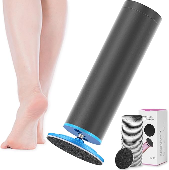 Dermawave Electric Foot File Callus Remover for Feet, Professional Electric Foot Sander Filer Grinder with 60 Sandpaper Discs for Men & Women, Pedicure Tool for Corn Dead Skin Cracked Heel