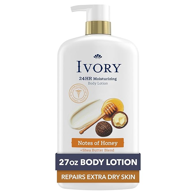 Ivory Hand & Body Lotion, 24hr Moisturizing, Repairs Extra Dry Skin, All Day Hydration, Lightweight Formula, Absorbs Instantly, Perfect for Daily Use, Shea Butter Blend, Honey Scent, 27 fl oz
