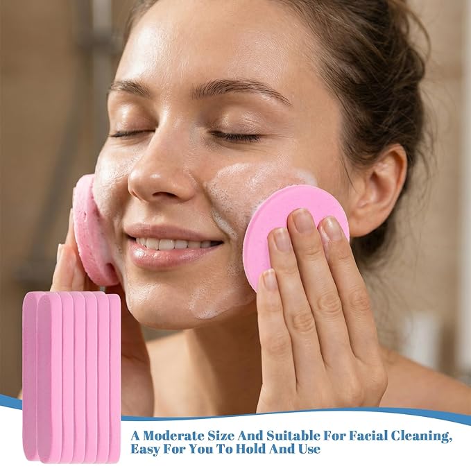 480 Count Compressed Facial Sponges, PVA Makeup Removal & Cleansing Pads, Reusable Exfoliating Face Wash Sponges for Women & Estheticians (Yellow, Purple, Blue, Pink) - 4 Colors, 3.3 Inch Diameter