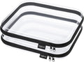 Hard Sided Clear Zipper Case for Storage- Professional-Grade Plastic Clear Zipper Pencil Case,Toy Storage Bins, Toiletry Pouch, Travel Organizer, Cosmetic Bag（Black,2 Pack, L）