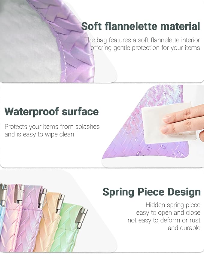 2 PC Small Makeup Bag for Purse, Lipstick Holder & Purse Organizer Pouches, Waterproof Faux Leather Cosmetic Bag, Slim Travel Makeup Pouch for Women Daily & Travel Essentials