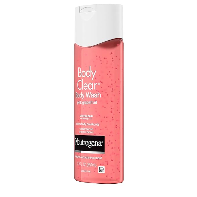 Neutrogena Body Clear Acne Body Wash Pink Grapefruit - Salicylic Acid Formula for Breakout Treatment, Exfoliating Cleanser for Clear Skin, 8.5 fl. oz. Bottle, 3-Pack