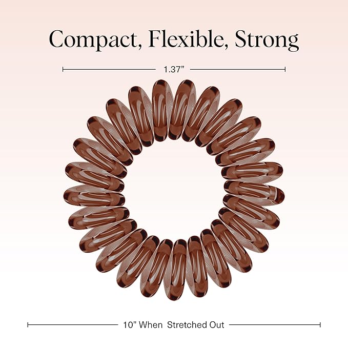 Kitsch Spiral Hair Ties for Women – Coiled Plastic Hair Ties No Damage, Ponytail Holders for Thick and Thin Hair – Creaseless and Dent-Free, Phone Cord Style | Ideal Gifts for Women - Brunette, 8 Pcs