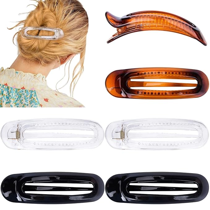 Aileam 6PCS Flat Claw Clip French Concord Hair Clip Barrette for women Thick Hair Clips Grip Yoga Hair Banana Barrettes for Styling Women Girls Thin Hair Accessories