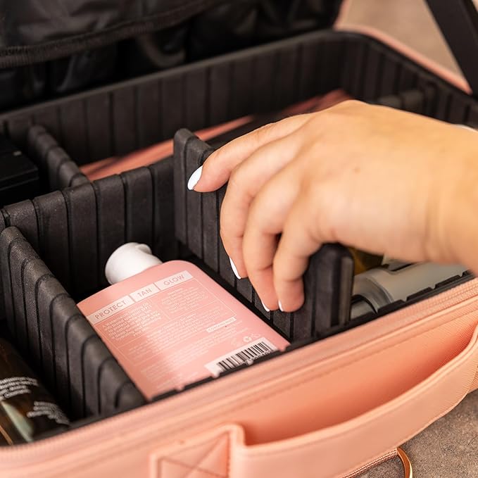 Carrywell Makeup Bag Travel Case 2-Pack, Not-Made In China, Train Case for Cosmetics, Portable Beauty Organizer, Cosmetic Storage Bag With Adjustable Dividers For Make Up and Brushes
