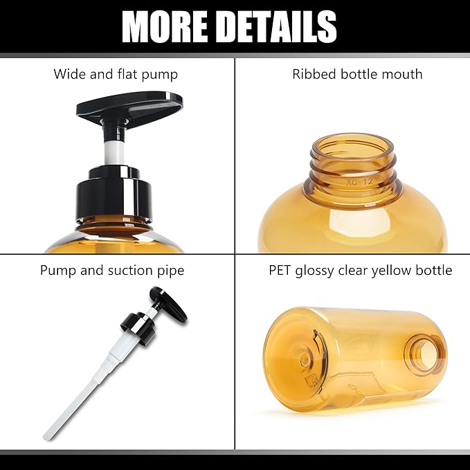 Soap Shower Dispenser, YACEYACE 3Pcs 16.9oz Soap Dispenser Bottles Set, Shampoo Bottles with Pump, Shower Dispenser for Bath, Kitchen,Hand Wash,Salon