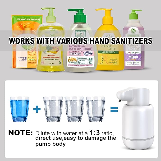Automatic Foaming Soap Dispenser 15oz/420ml Foaming Hand Sanitizer Touchless Wall Mount with 4levels Adjustable Free Touch Electric Soap Dispenser Rechargeable with Sensor(White)