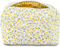 Quilted Makeup Bag Floral Cotton Make up Bag Puffy Coquette Makeup pouch Aesthetic Cute Travel Toiletry Bag for Women Girls