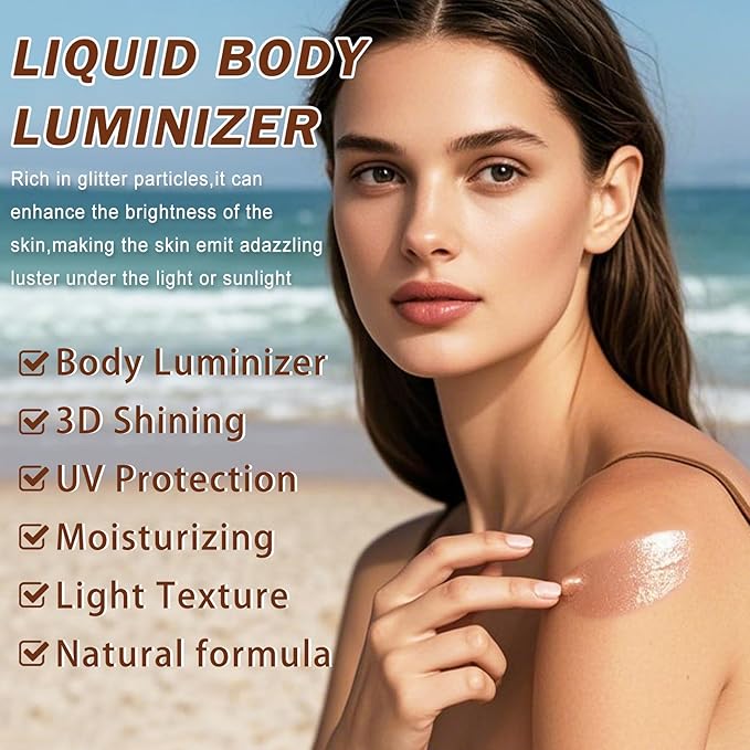 Body Glow Oil,SPF 45 Broad Spectrum,Moisturizing Shimmer Body Oil,Bronzer for Women and Men,Lightweight Non-Sticky Shimmer Sunscreen,Absorbs Quickly,03 Glistening Bronze