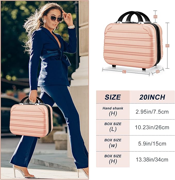14 inch Hard Shell Makeup Train Case Portable PC ABS Mini Suitcase for Organizer Cosmetics Makeup Brushes Toiletry
