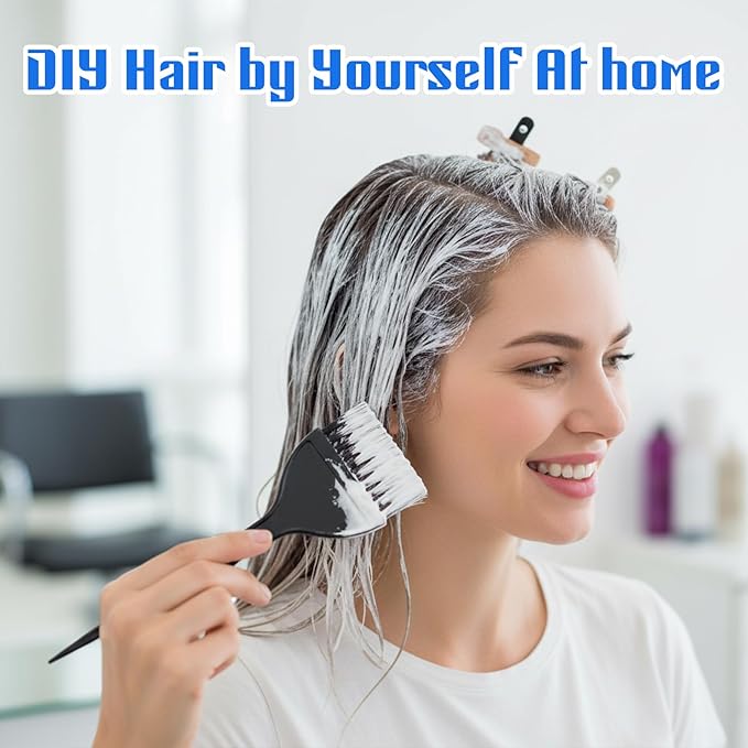 6 PCS Hair Dye Brush, Black Hair Color Brushes Reusable Tint Coloring Dying Brush Kit for Hairstylist Reusable Color-Tint Applicator Women Men Salon and Home DIY Dyeing