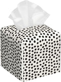 Polka Dot Black Circle Tissue Box Cover Square,Abstract Round Brush Strokes Tissue Box Holder Waterproof Leather Facial Paper Organizer Dispenser for Bathroom Home Car Nightstand Vanity Desk