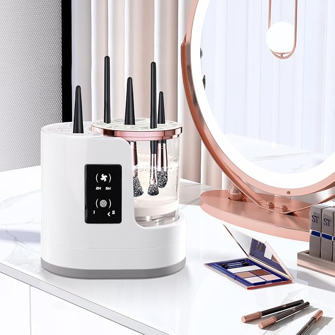 3-IN-1 Electric Makeup Brush Cleaner Machine and Dryer, SBMKK Automatic Make Up Brush Cleaner Tool, for All Size Brush Sponges Beauty Cosmetic Set