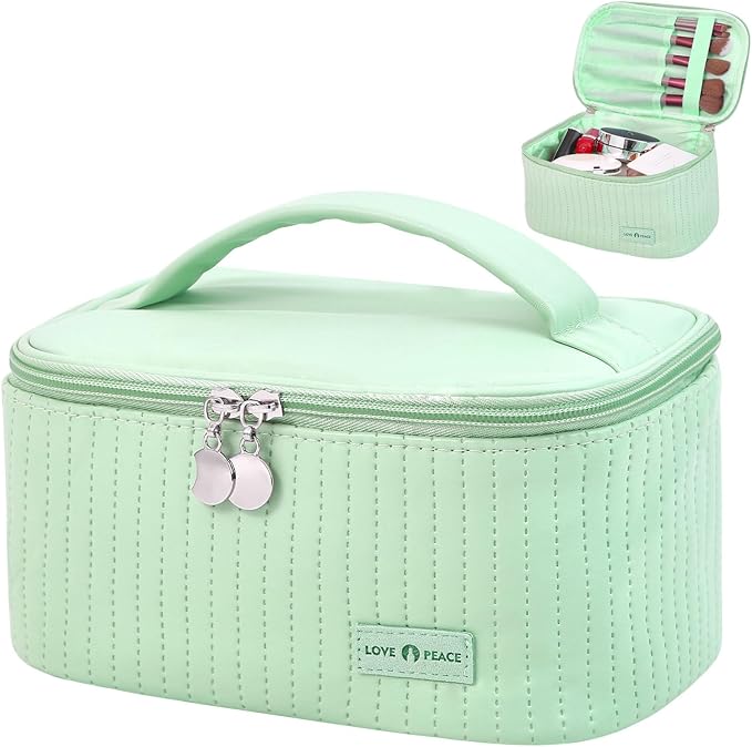 Makeup Bag Travel Cosmetic Bag, Large Capacity Makeup Organizer Bag and Storage, Portable PU Leather Pouch Toiletry Bag Make up Organizer, Cosmetic Bags for Women