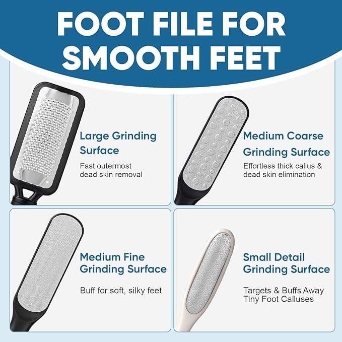 3 Pack Foot Files Callus Remover, Stainless Steel Foot Rasp and Foot Scrubber, Professional Pedicure Tools for Dead Skin, Hard Skin and Calluses Removal