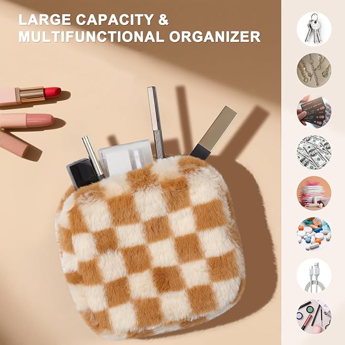 Sanitary Napkin Storage Bag, Period Bag for Teen Girls, Checkered Portable Menstrual Pad Pouch for Panty Liners, Tampon Storage Pouch for Women Ladies Daily Use Storage Purse Travel
