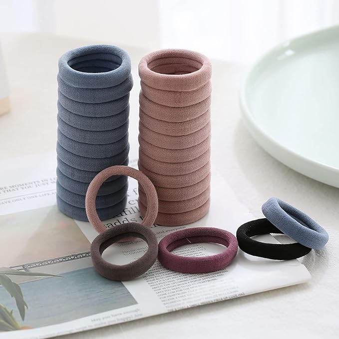 Bessrung 100 Pcs Thick Seamless Hair Ties, Ponytail Holders Hair Accessories for Women Girls No Damage for Thick Hair (Natural Colors)