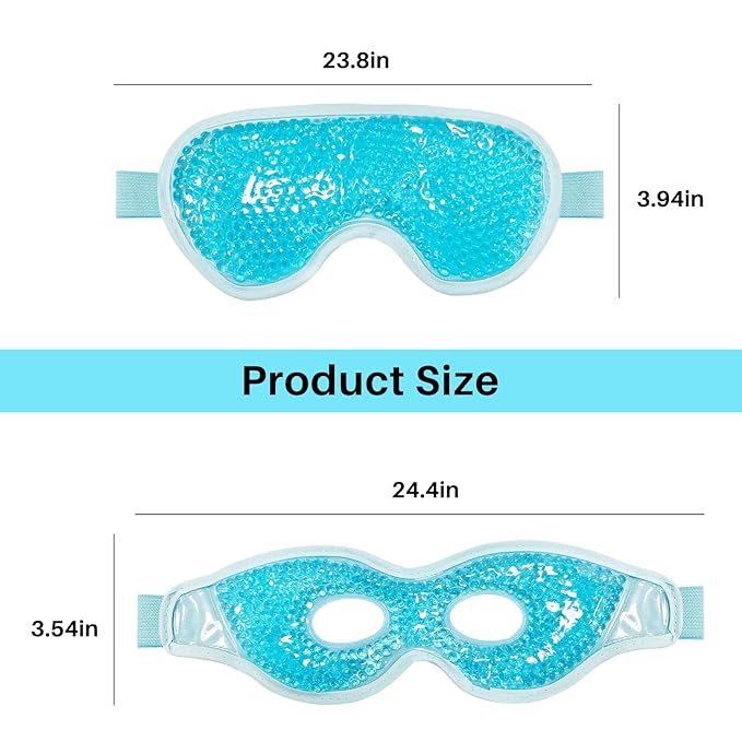 Permotary 2 Pack Gel Ice Eye Mask Cold Therapy Cooling Eye Mask for Relaxtion,Puffy Eyes Relief Reusable Cold & Warm Compress for Puffiness,Dry Eyes,Headaches,Migraines,Stress Relief,Post Surgery