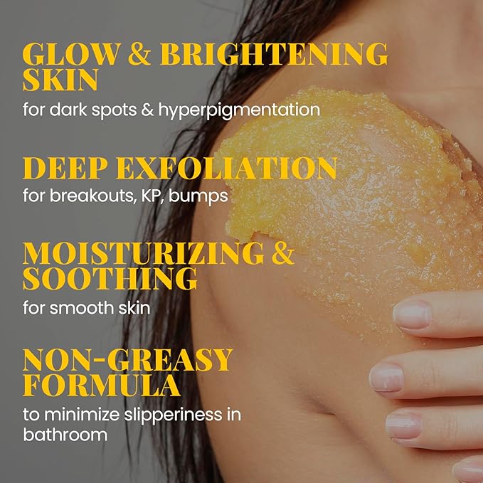 Turmeric Scrub For Dark Armpit Remover, Turmeric Body Exfoliator For Inner Thigh Dark Spots,Natural Glow Brightening Exfoliating Body Scrub,Cellulite Butt Sugar Scrub For Private Area