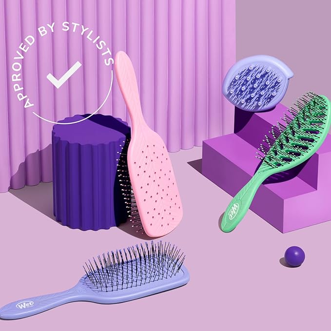 Wet Brush Go Green Mini Detangler, Grey - Detangling Travel Hair Brush - Ultra-Soft IntelliFlex Bristles Glide Through Tangles & Gently Loosens Knots While Minimizing Pain, Split Ends & Breakage