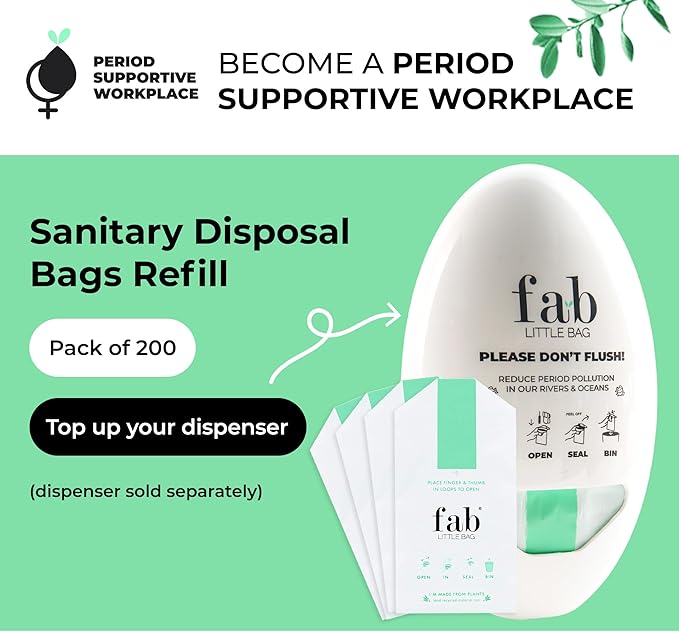 Fab Little Bag Sanitary Waste Bags - Pack of 200 Dispenser Bags (Dispenser Sold Separately) - Prevents Odours, No Mess, Eco Friendly
