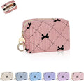 Mini Makeup Bag, Corduroy Small Cosmetic Bag for Purse with Ring Buckle, Bow Tie Travel Makeup Pouch for Lipsticks, Chapsticks, Coin, Earphone, Credit Card (Pink)